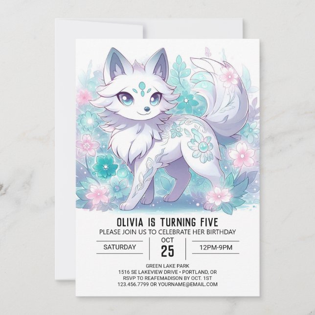 Enchanted Modern Wolf Digital Birthday Invitation (Front)