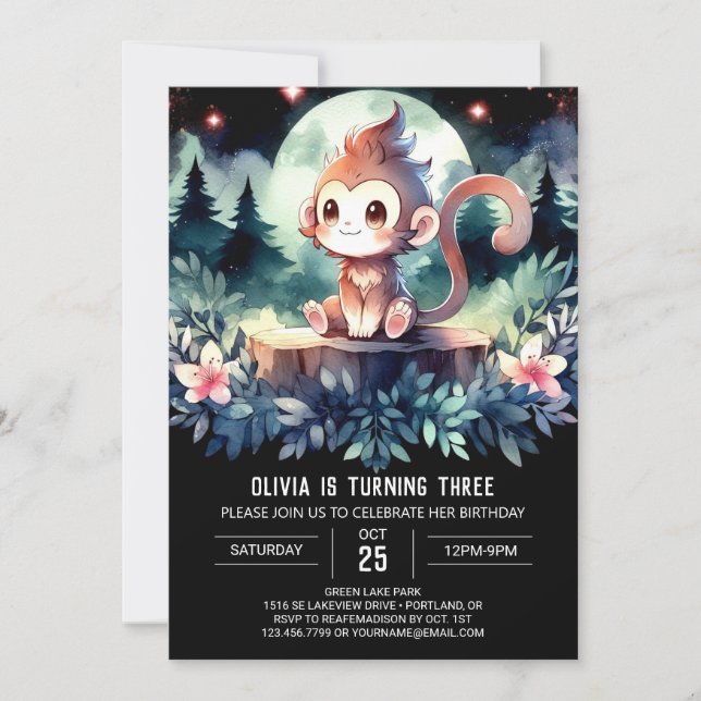 Enchanted Monkey Birthday Invitation (Front)