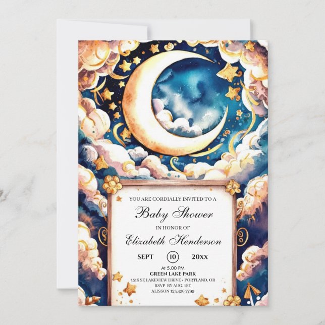 Enchanted Moon Celestial Baby Shower Invitation (Front)