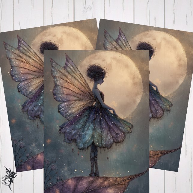 Enchanted Moonlight Fairy Watercolor Fantasy Wrapping Paper Sheet (Creator Uploaded)
