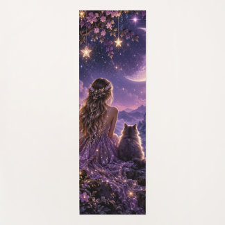 Enchanted Moonlight Purple Fantasy Night With Cat Yoga Mat