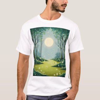 Enchanted Moonlit Forest:A Dreamscape of fireflies T-Shirt