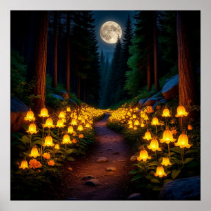 Enchanted Moonlit Forest Path Poster