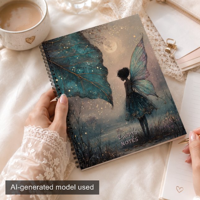Enchanted Moonlit Leaf Fairy Watercolor Fantasy Notebook (Creator Uploaded)