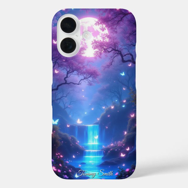 Enchanted Moonlit Waterfall Fantasy Phone Case (Back)