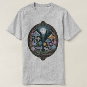 Enchanted Moonlit Wolves and Psychedelic Mushrooms T-Shirt