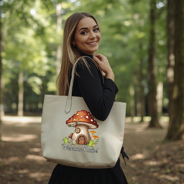 Enchanted Mushroom Cottage Large Tote Bag (Creator Uploaded)