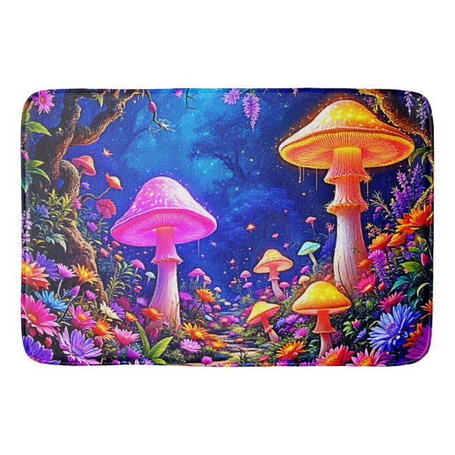 Enchanted Mushroom Forest Bath Mat (Front)