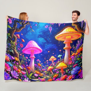 Enchanted Mushroom Forest Fleece Blanket