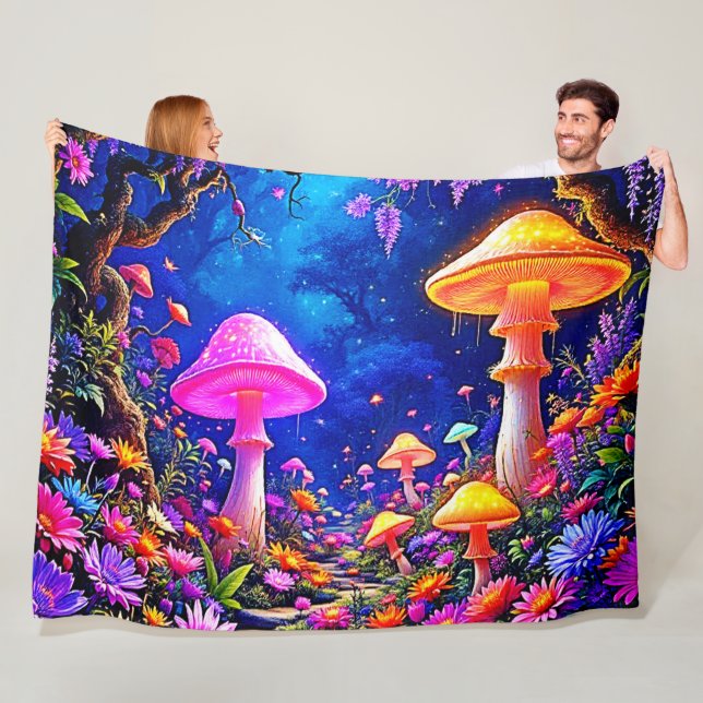 Enchanted Mushroom Forest Fleece Blanket (In Situ)