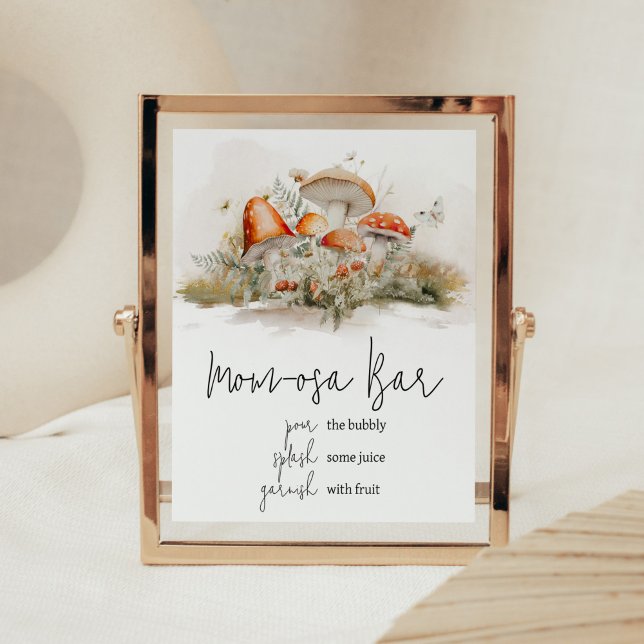 Enchanted Mushroom Forest Mum Osa Bar Poster (Enchanted Mushroom Baby Shower Mom Osa Bar Sign)