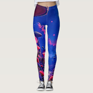Enchanted Mushroom Forest Night Design Leggings
