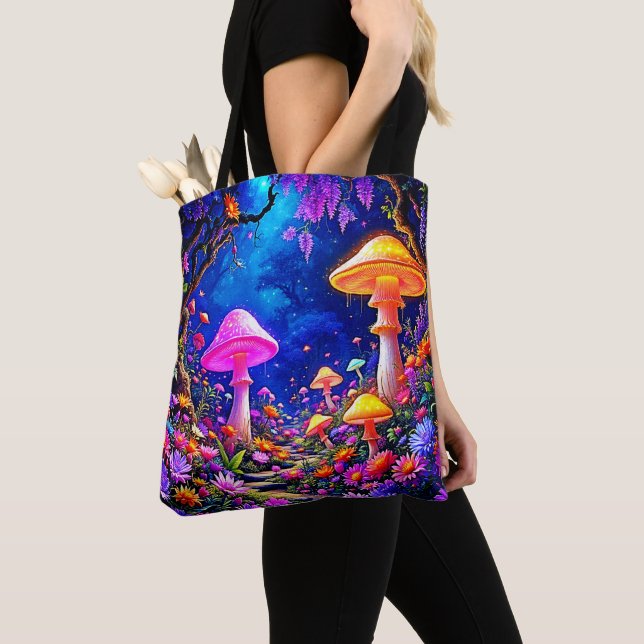 Enchanted Mushroom Forest Tote Bag (Close Up)