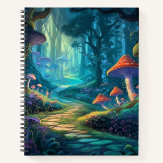 Enchanted Mushroom Path Spiral Notebook