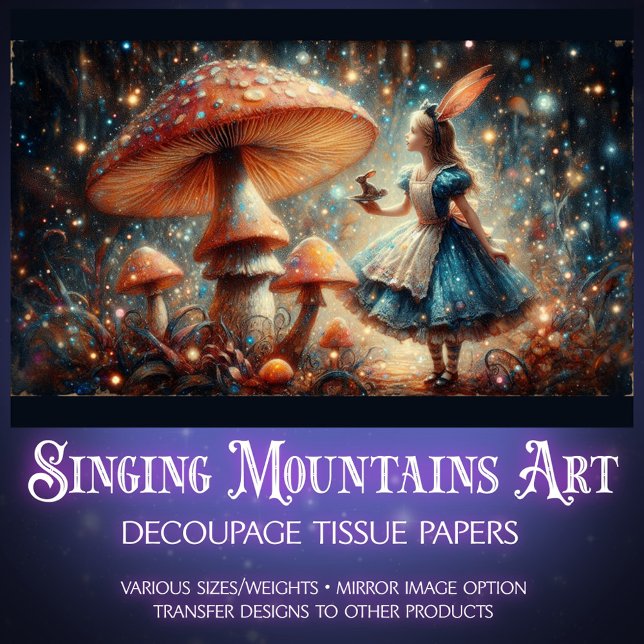 Enchanted Mushroom Wonderland Alice Decoupage Tissue Paper (Creator Uploaded)