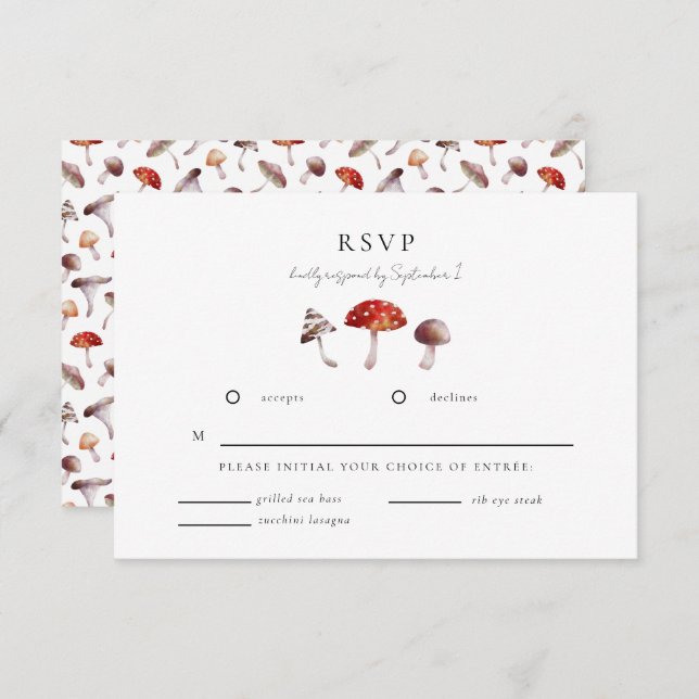 Enchanted Mushrooms Wedding RSVP Card (Front/Back)