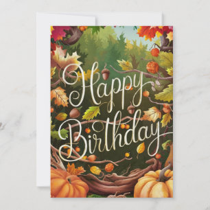 Enchanted Mystical Warm Autumn Fall Happy Birthday Card