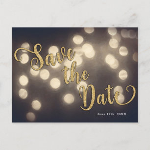 Enchanted Night Lights Elegant Gold Save the Date Announcement Postcard