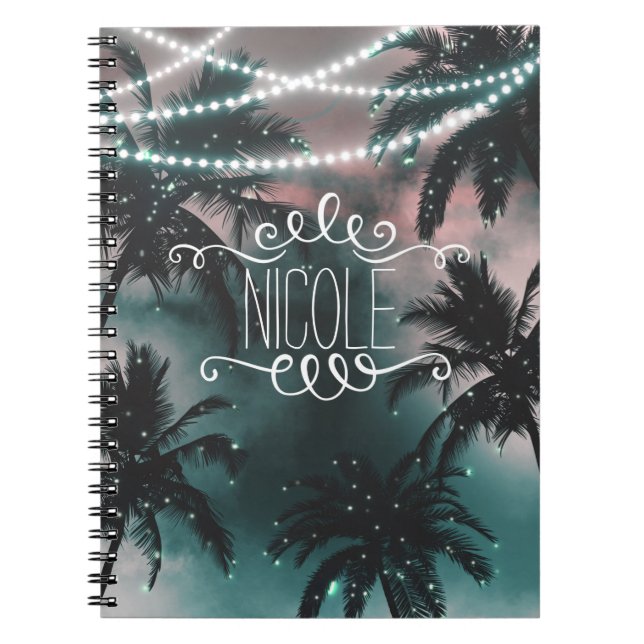 Enchanted Night Sky Evening Beach Lights Journal (Front)