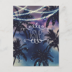 Enchanted Night Sky Evening Beach Lights RSVP Invitation Postcard