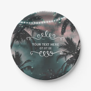 Enchanted Night Sky Evening Beach Lights Wedding Paper Plate