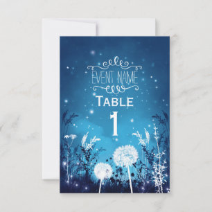 Enchanted Night Sky Stars & Foliage Blue RSVP card