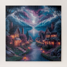 Enchanted Night Village - Christmas Wall Art with 