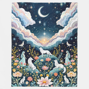 Enchanted Night Wolf Mythology - Mystical Blanket