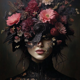 Enchanted Noir – Gothic Flower Goddess Decoupage Tissue Paper