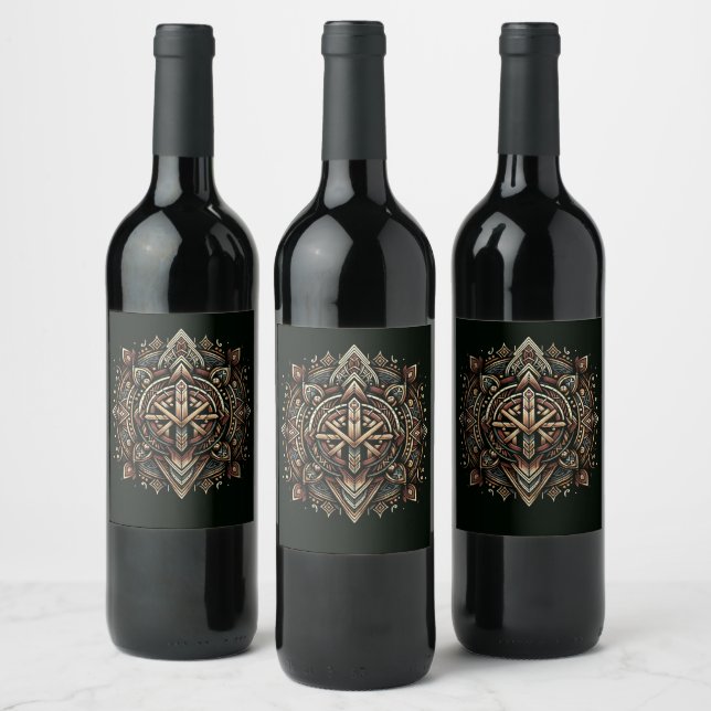 Enchanted Norse Legends: Viking shield Wine Label (Bottles)