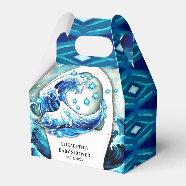 Enchanted Ocean Waves Baby Shower Favour Box (Front Side)