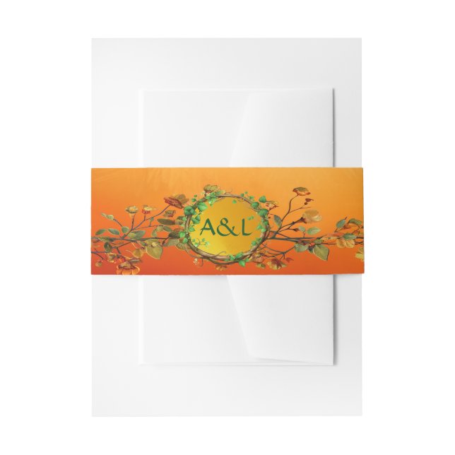 Enchanted Orange Druid Hill Wedding Suite Invitation Belly Band (Front Example)