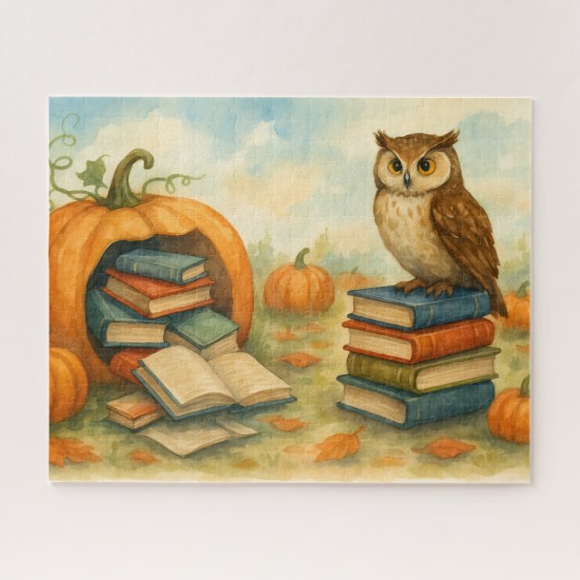 Enchanted Owl Pumpkin Patch Jigsaw Puzzle (Horizontal)
