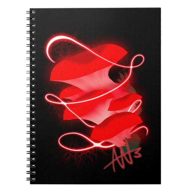 Enchanted Oyster Glowing Red Mushroom Notebook (Front)