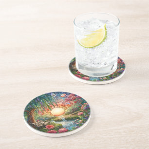 Enchanted Park Stained Glass Mosaic Coaster