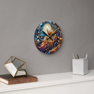 Enchanted Park Stained Glass Mosaic Round Clock