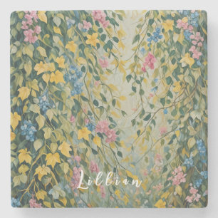 Enchanted Passage: Pastel Secret Garden Stone Coaster