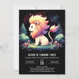 Enchanted Pastel Lion Birthday  Invitation