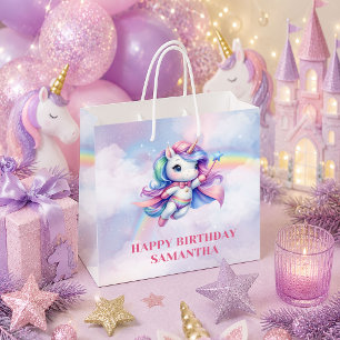 Enchanted Pastel Unicorn Girl Birthday Gift Bag