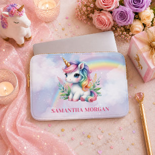 Enchanted Pastel Unicorn Girl Birthday Laptop Case
