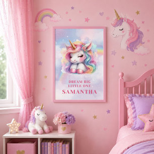 Enchanted Pastel Unicorn Magical Day Birthday Post Poster