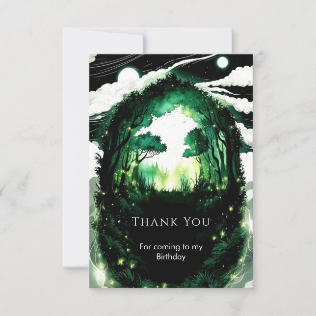 Enchanted Pastel Woodland Birthday Thank You Card (Front)