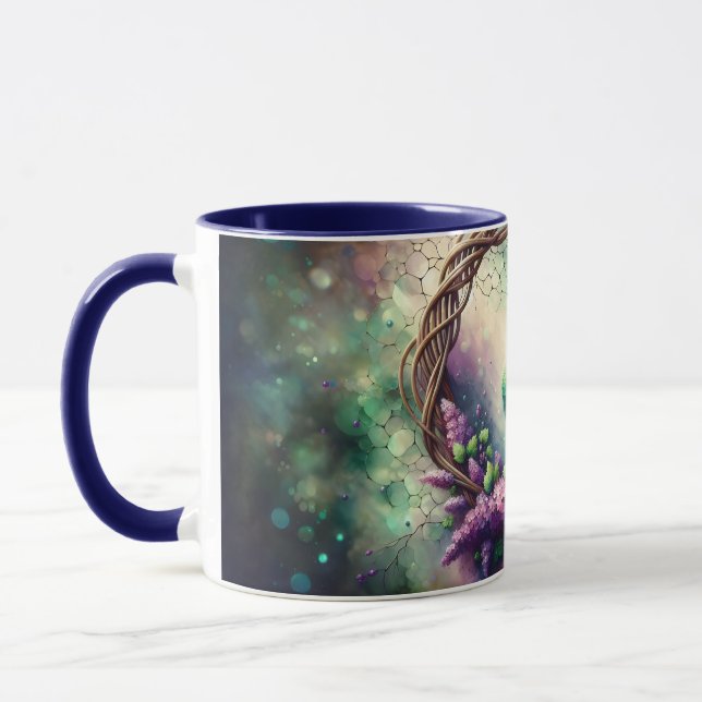 Enchanted Peacock Floral Wreath Mug (Left)