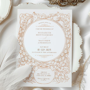 Enchanted Peacock Outline Wedding Invitation