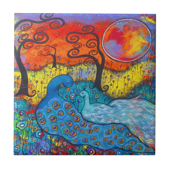 Enchanted Peacocks Art Tile (Front)