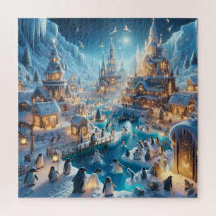 Enchanted Penguin Icy Winter Village Fun Town Jigsaw Puzzle
