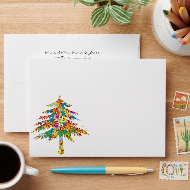 Enchanted Pine Tree Forest Wedding Envelopes (Desk)