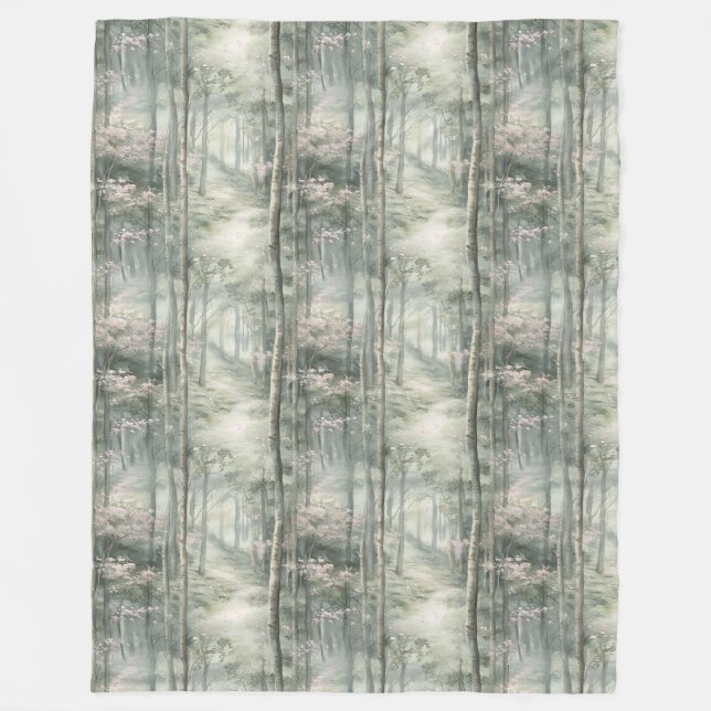 Enchanted Pink Floral Garden   Fleece Blanket (Front)