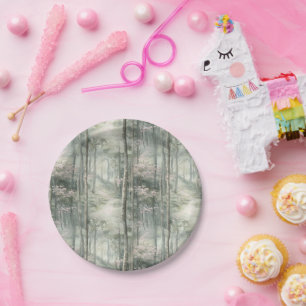 Enchanted Pink Floral Garden  Paper Plate