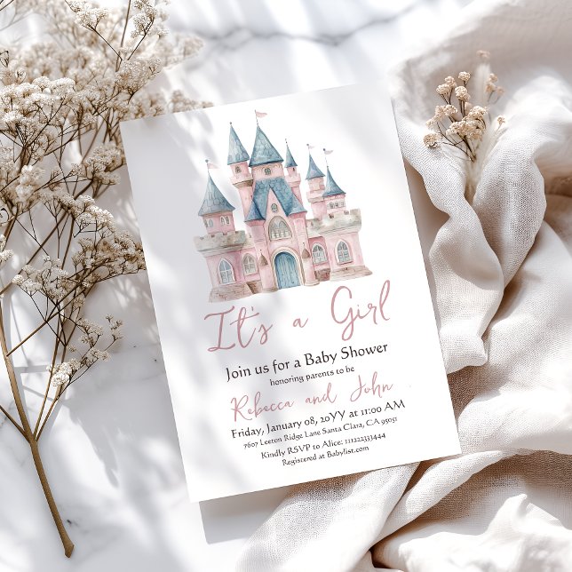 Enchanted Pink Princess It's a Girl Baby Shower Invitation (Creator Uploaded)